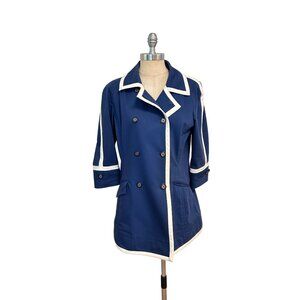 St. John Sport Womens Navy & White Double-Breasted Jacket Small